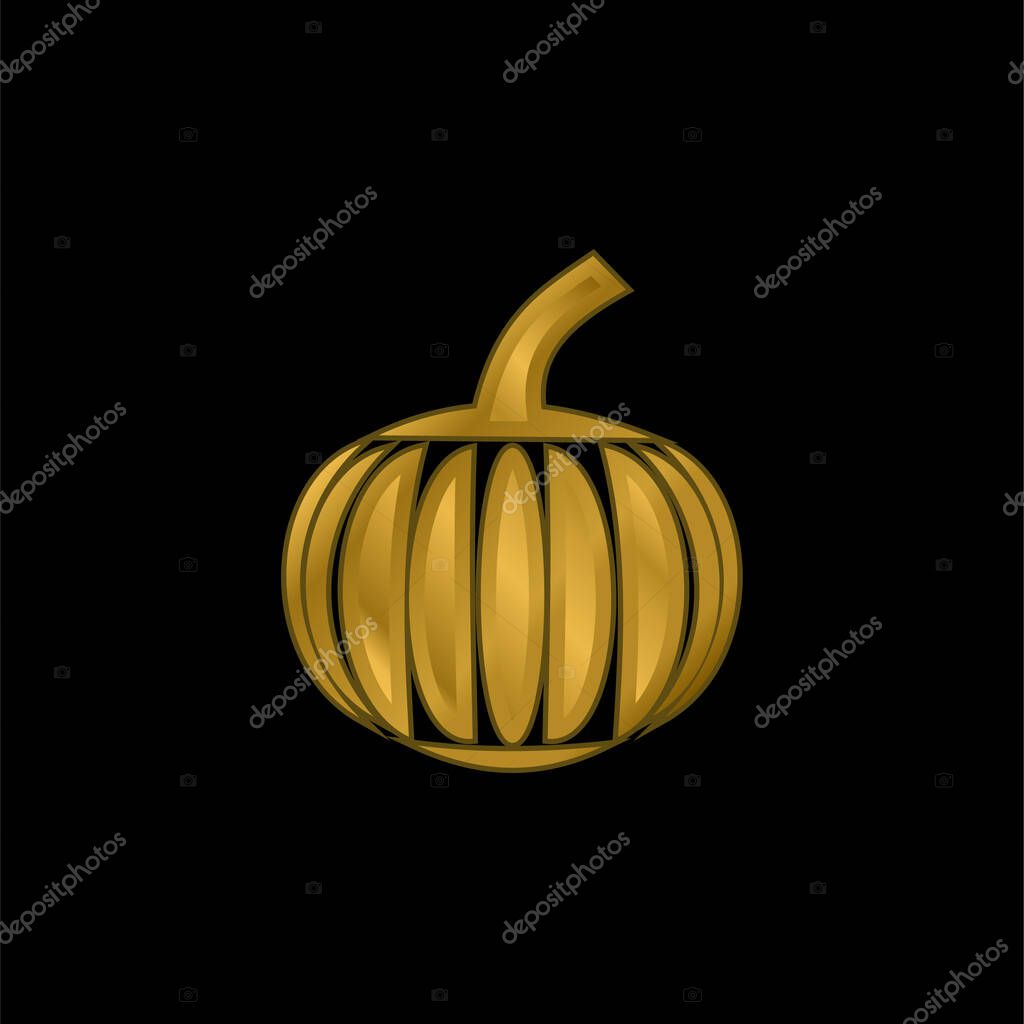 Big Pumpkin gold plated metalic icon or logo vector
