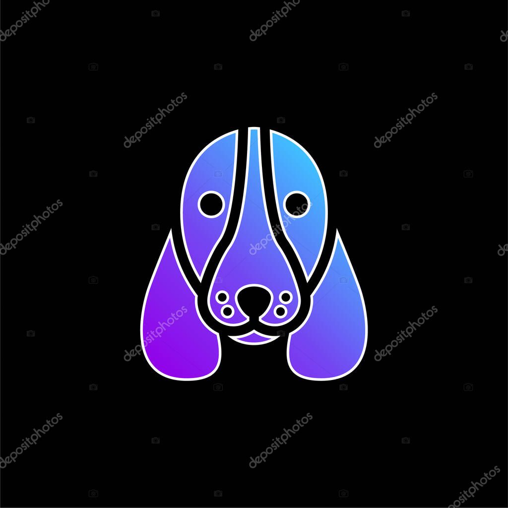 Basset Hound Dog Head blue gradient vector icon