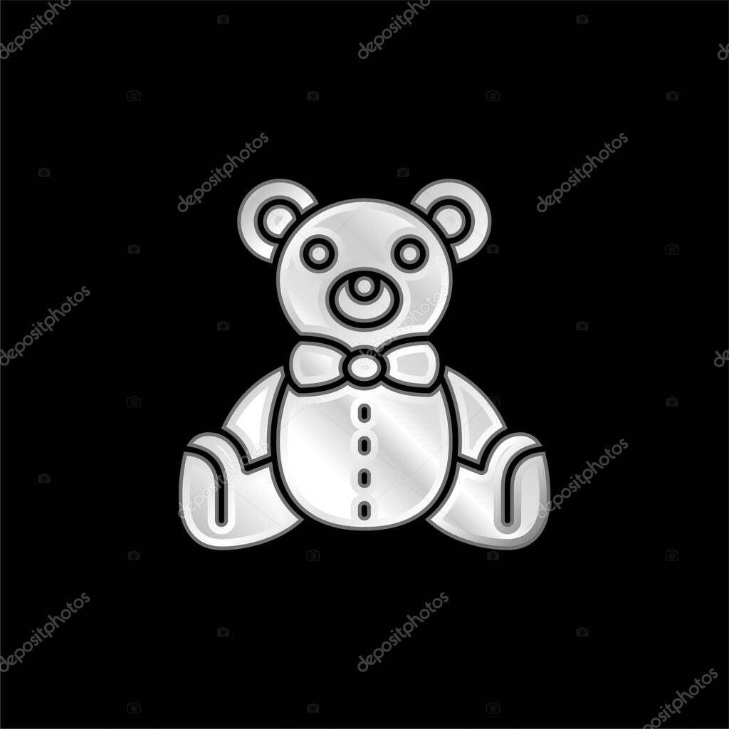 Bear silver plated metallic icon