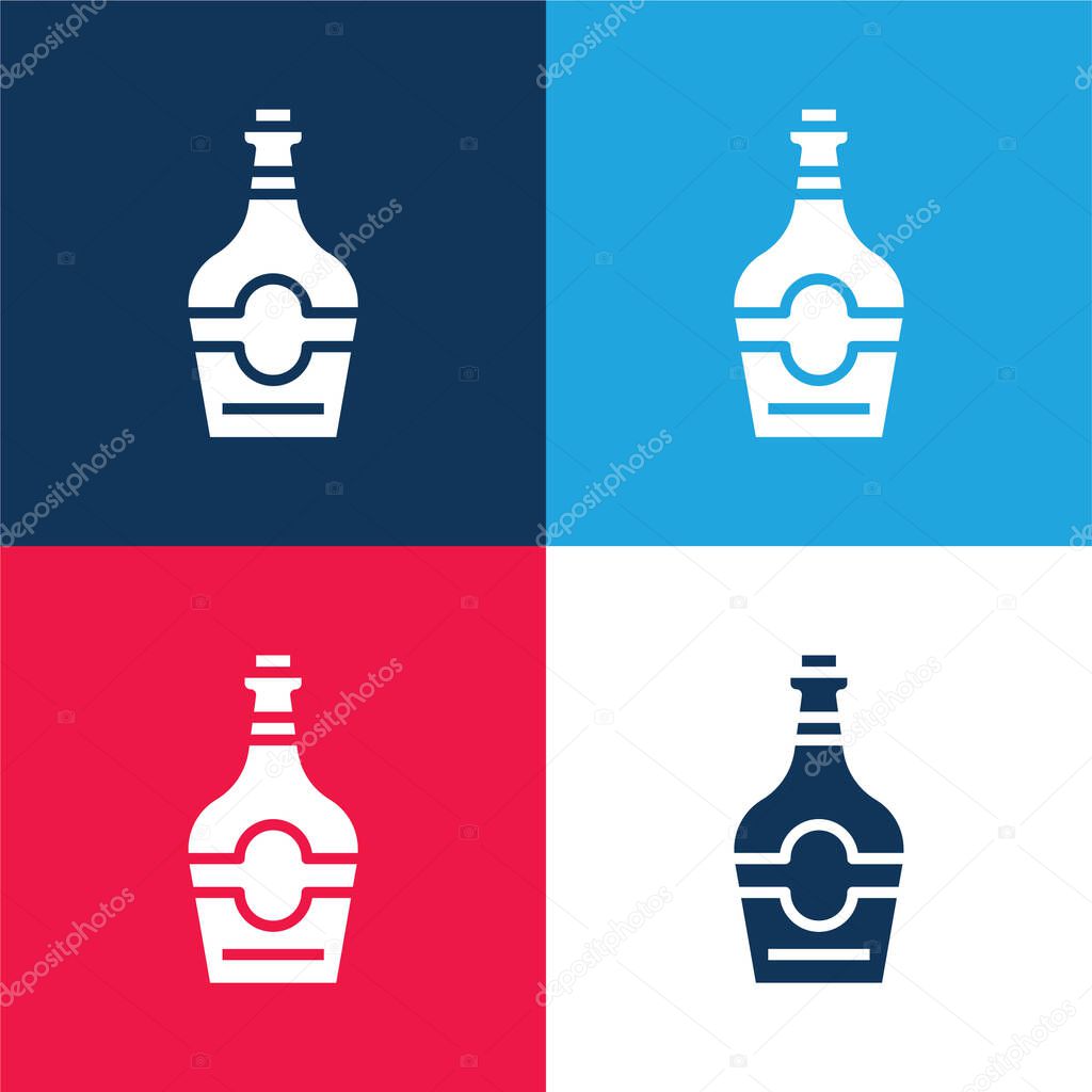 Bottle blue and red four color minimal icon set