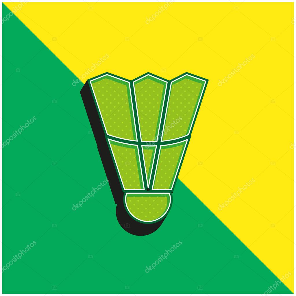Badminton Feather Green and yellow modern 3d vector icon logo