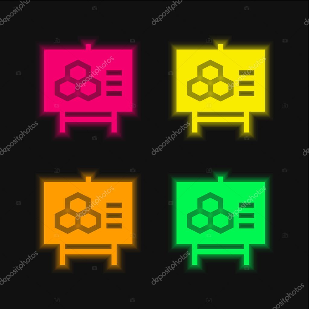 Biology four color glowing neon vector icon