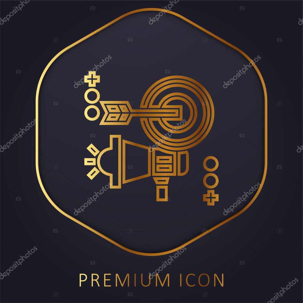 Advertising golden line premium logo or icon