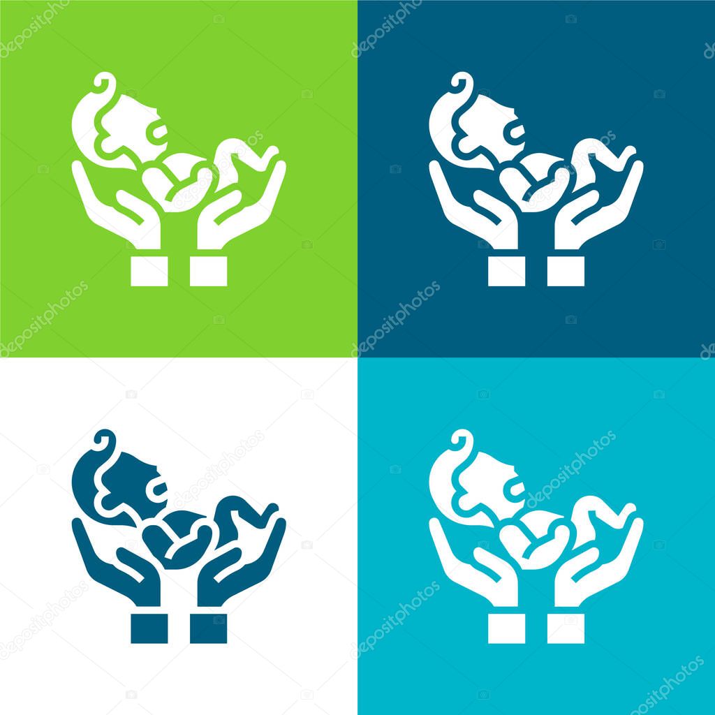 Baby Flat four color minimal icon set