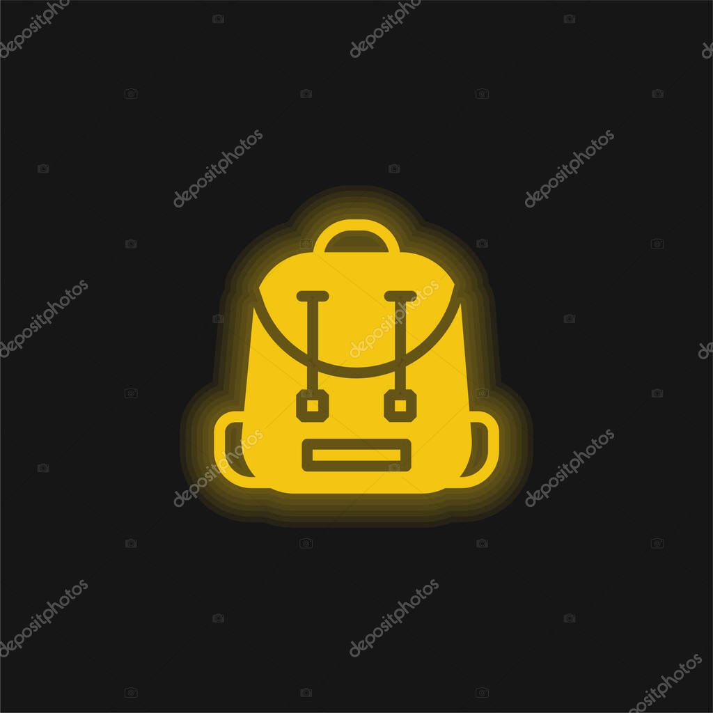 Backpack yellow glowing neon icon