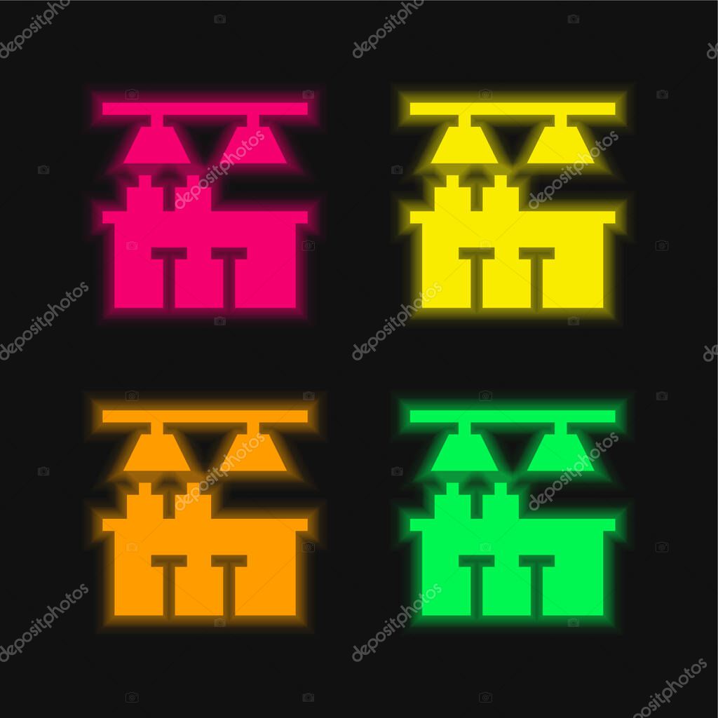 Bar four color glowing neon vector icon