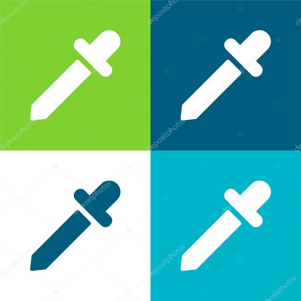 Black Dropper Flat four color minimal icon set