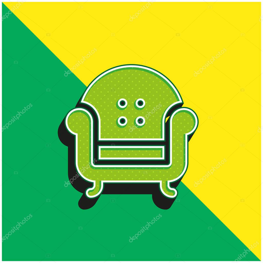 Armchair Green and yellow modern 3d vector icon logo