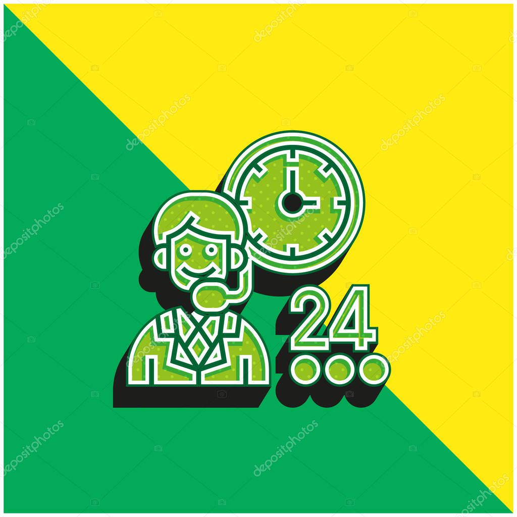 Assistance Green and yellow modern 3d vector icon logo