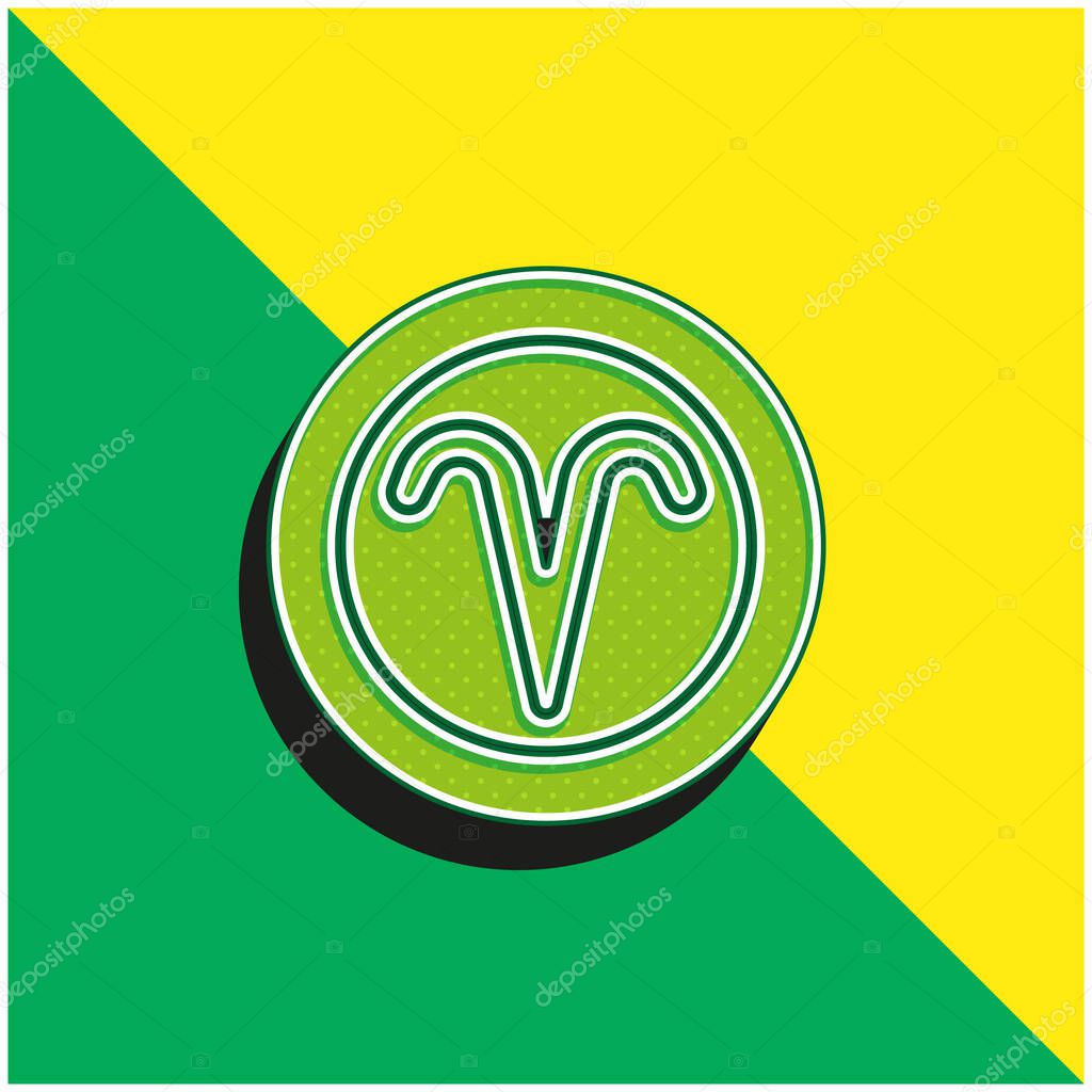 Aries Green and yellow modern 3d vector icon logo