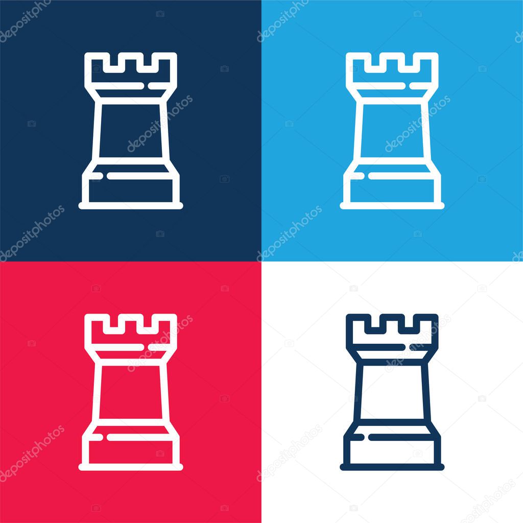 Big Towers blue and red four color minimal icon set