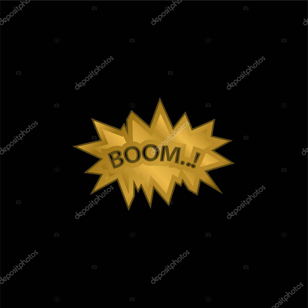 Boom gold plated metalic icon or logo vector