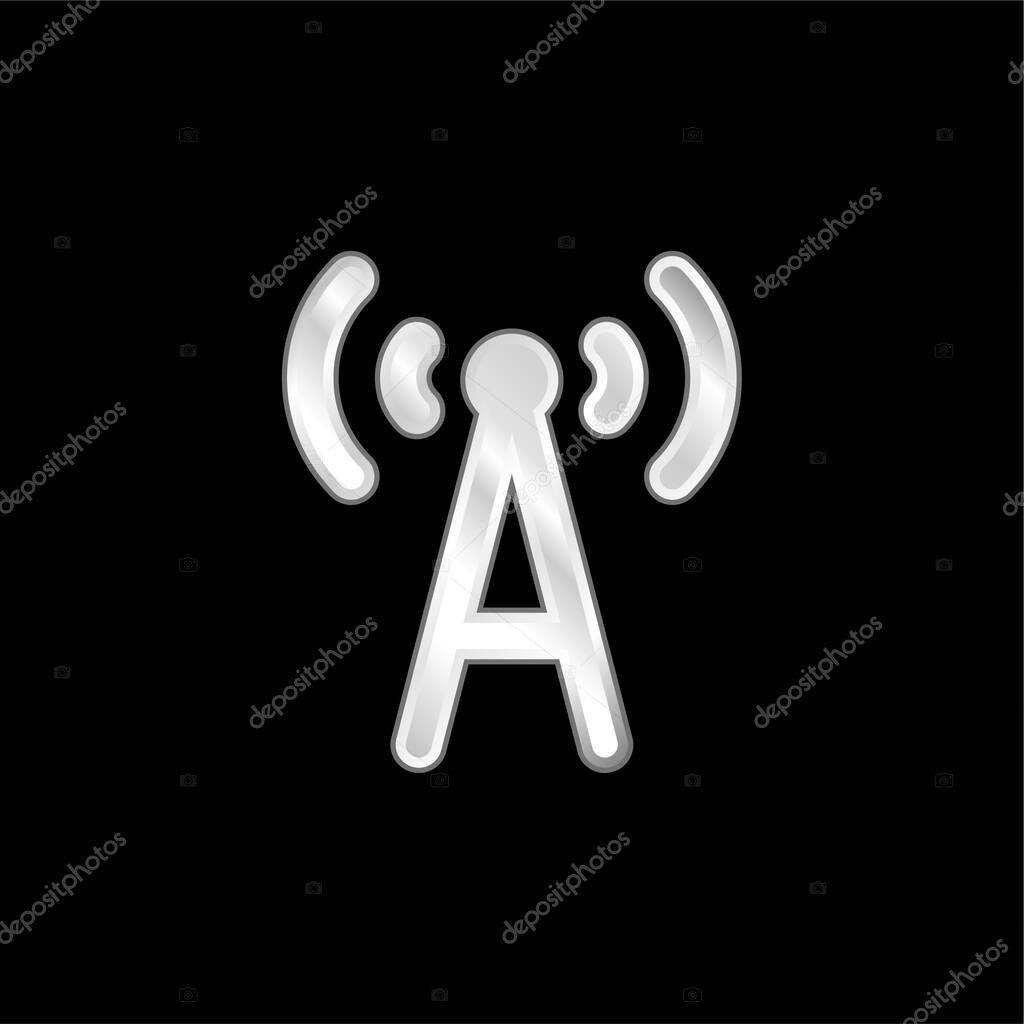 Antenna silver plated metallic icon