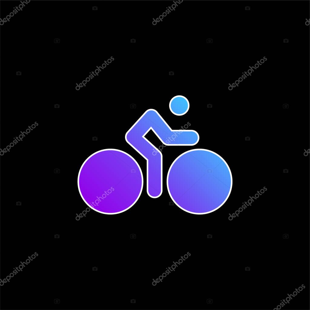 Bicycle With Big Wheels And Cyclist blue gradient vector icon