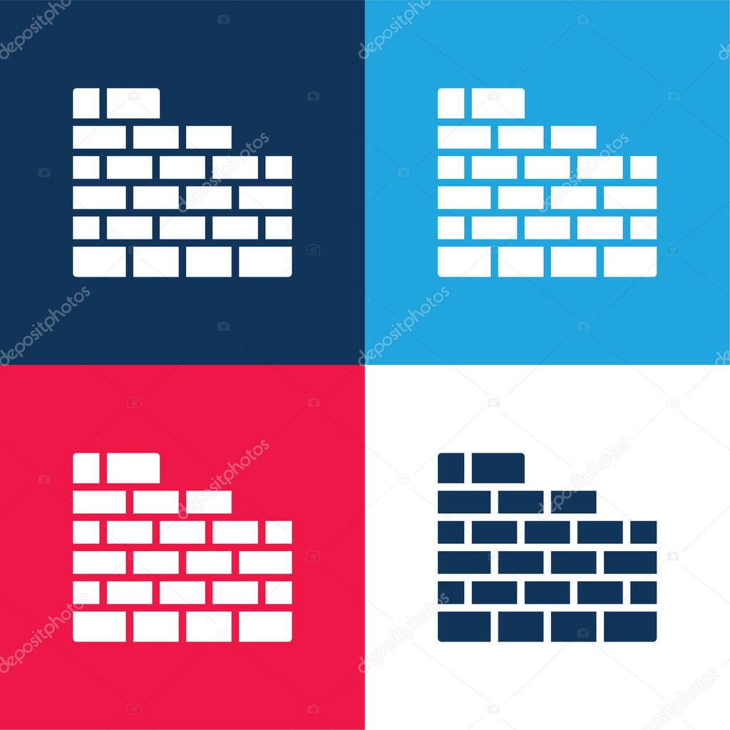 Brick Wall blue and red four color minimal icon set