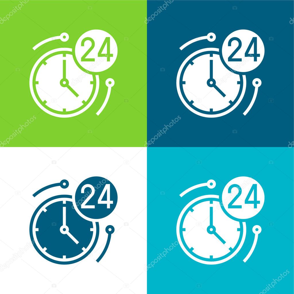 24 Hours Flat four color minimal icon set