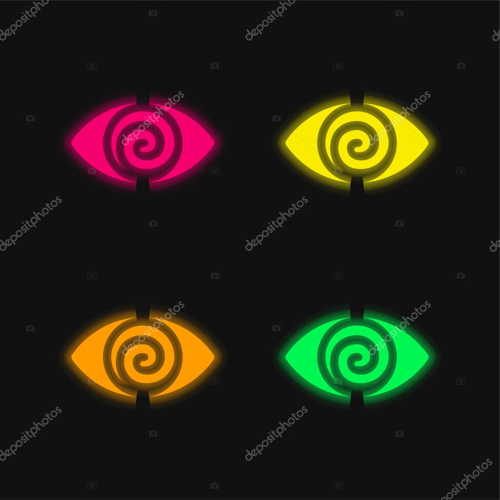 Addiction four color glowing neon vector icon