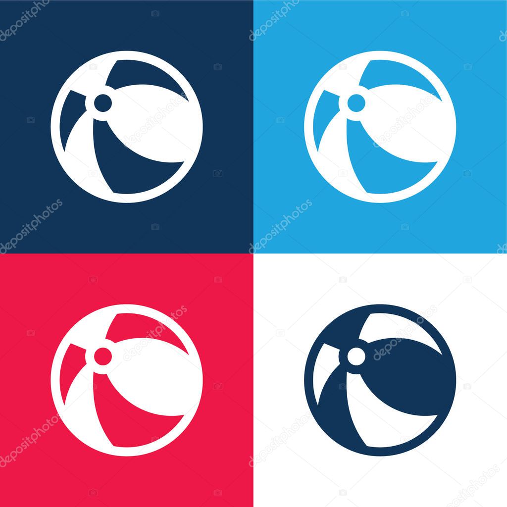 Ball blue and red four color minimal icon set
