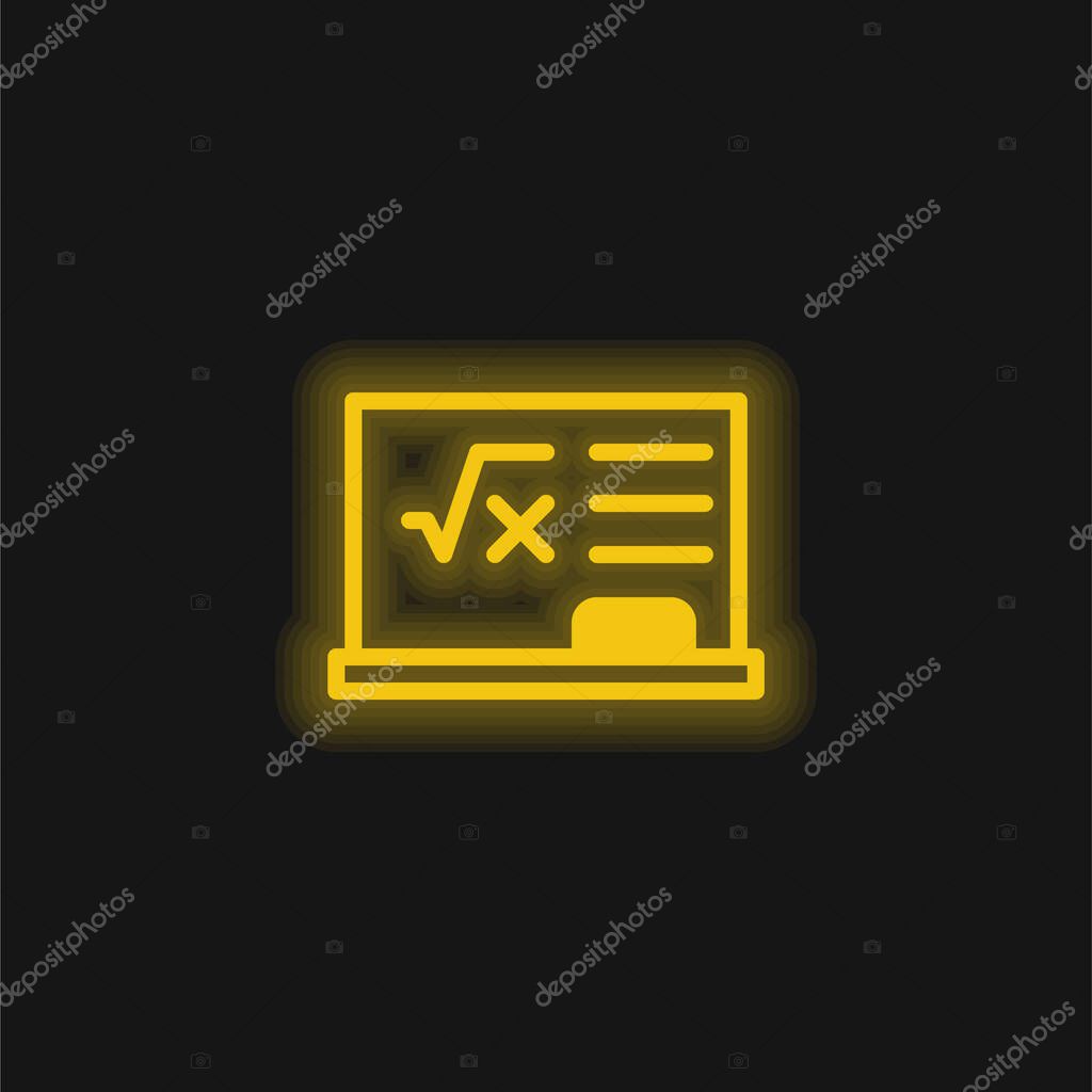 Blackboard yellow glowing neon icon