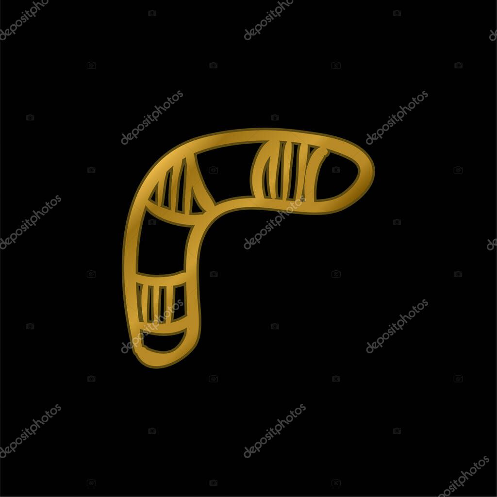 Boomerang gold plated metalic icon or logo vector