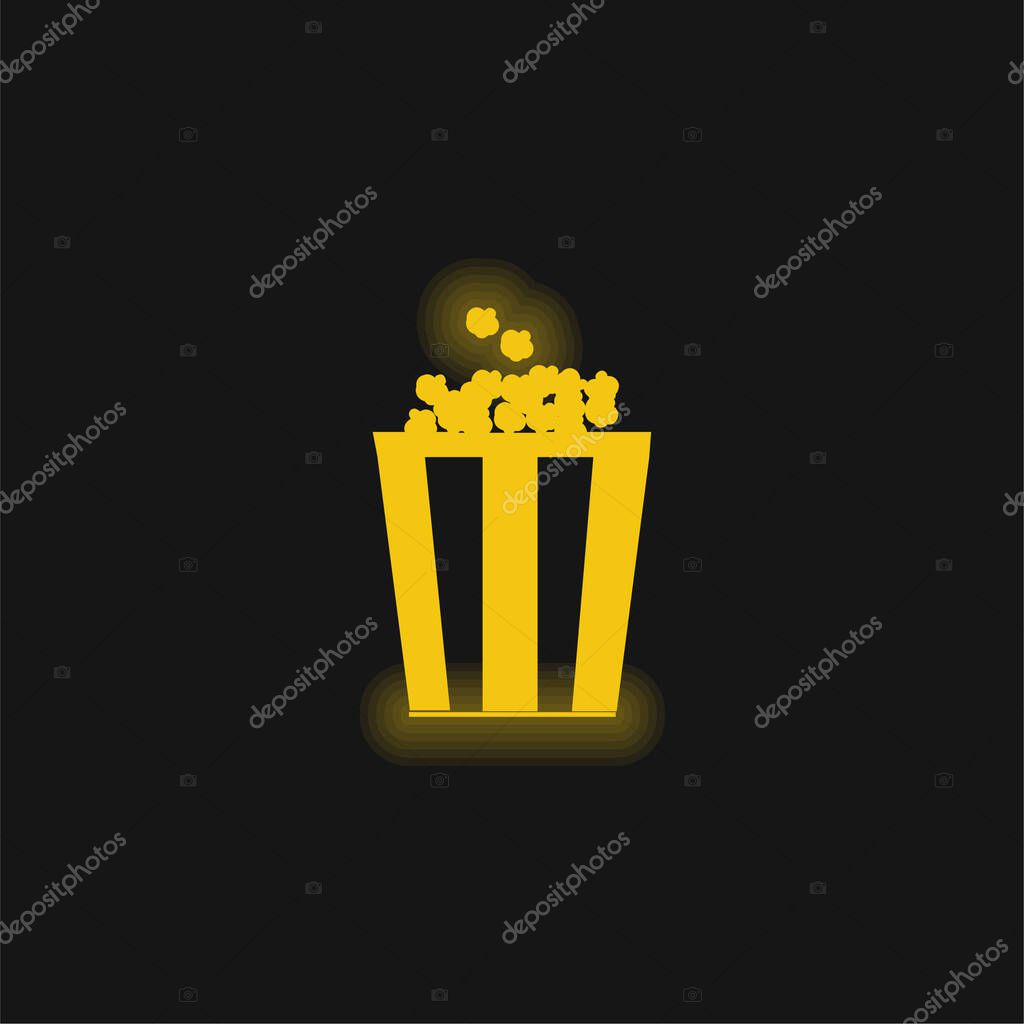 Box Of Popcorn yellow glowing neon icon