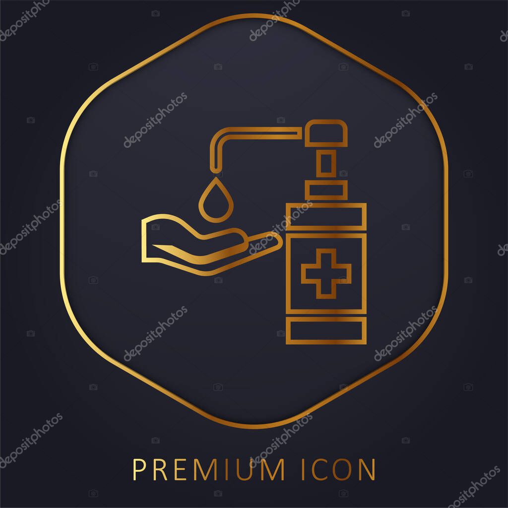 Antibacterial Gel golden line premium logo or icon