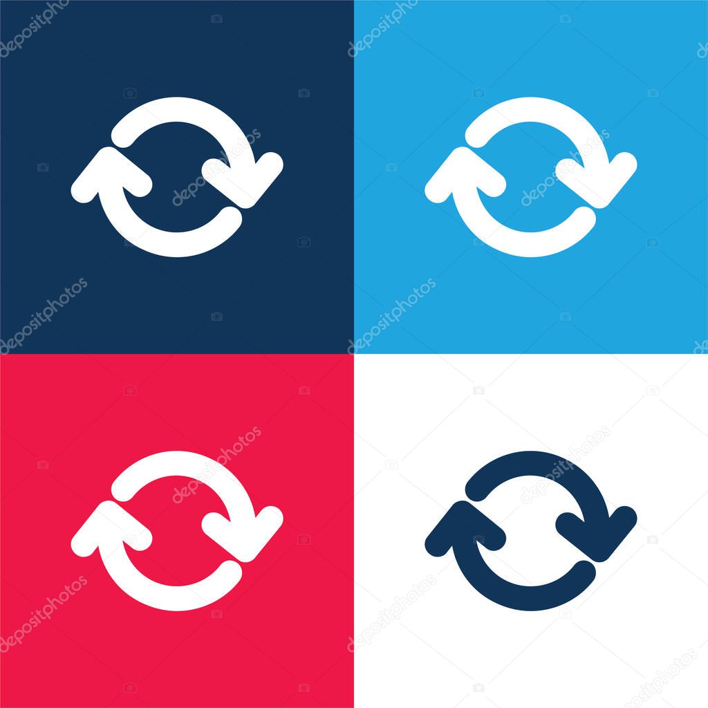 Arrows Circle blue and red four color minimal icon set