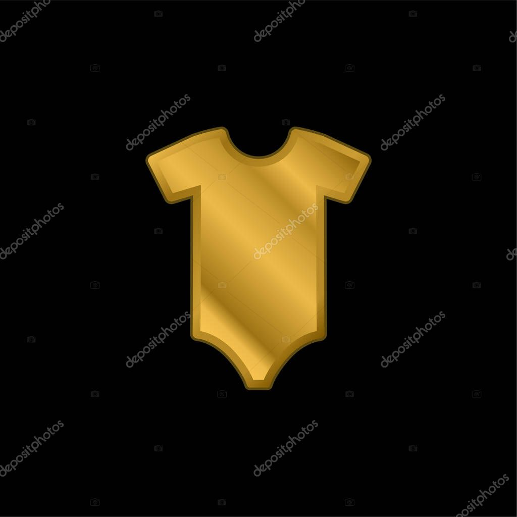 Bodysuit gold plated metalic icon or logo vector