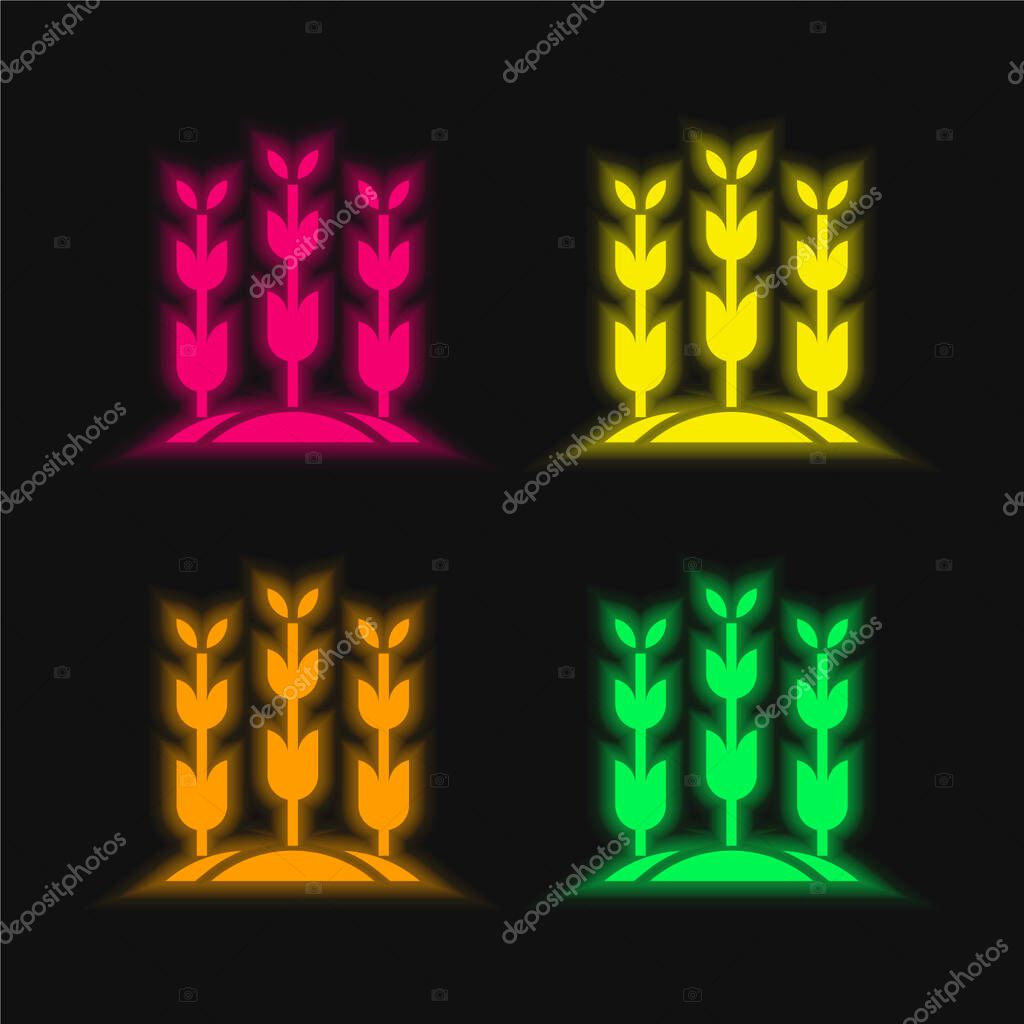 Agriculture four color glowing neon vector icon