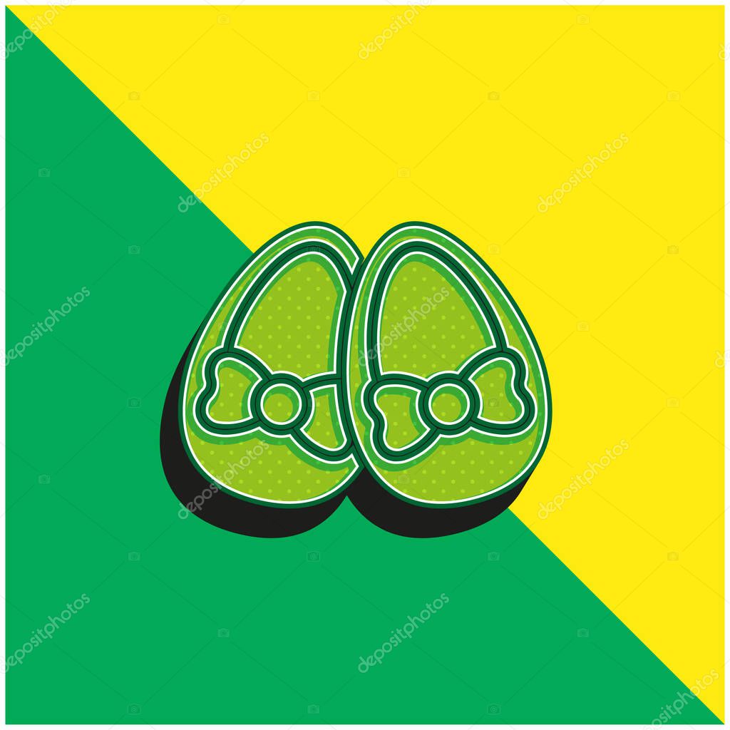 Baby Shoes Green and yellow modern 3d vector icon logo