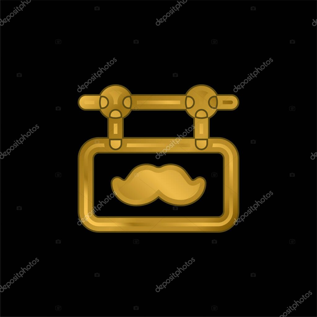 Barber gold plated metalic icon or logo vector