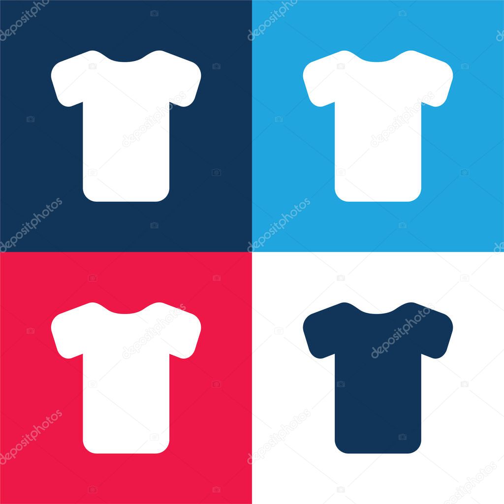 Black Shirt blue and red four color minimal icon set