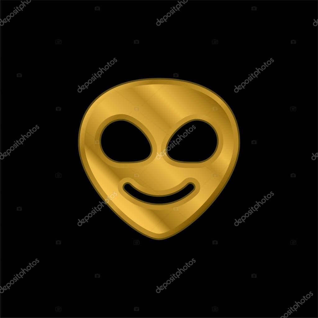 Alien gold plated metalic icon or logo vector