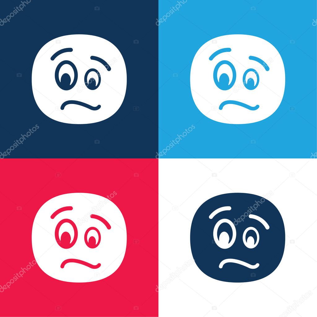 Agitated Face blue and red four color minimal icon set