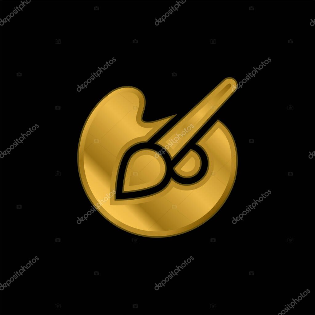 Art gold plated metalic icon or logo vector
