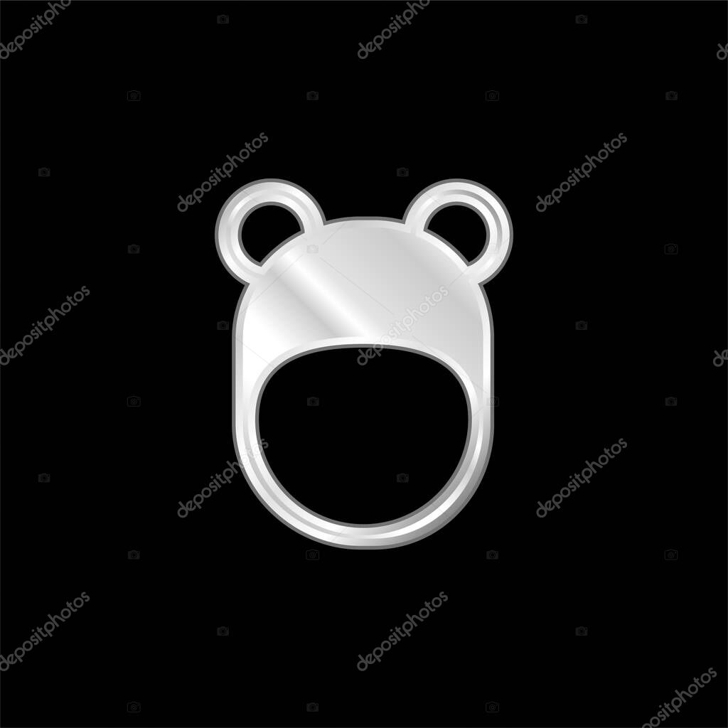 Bear Hat silver plated metallic icon