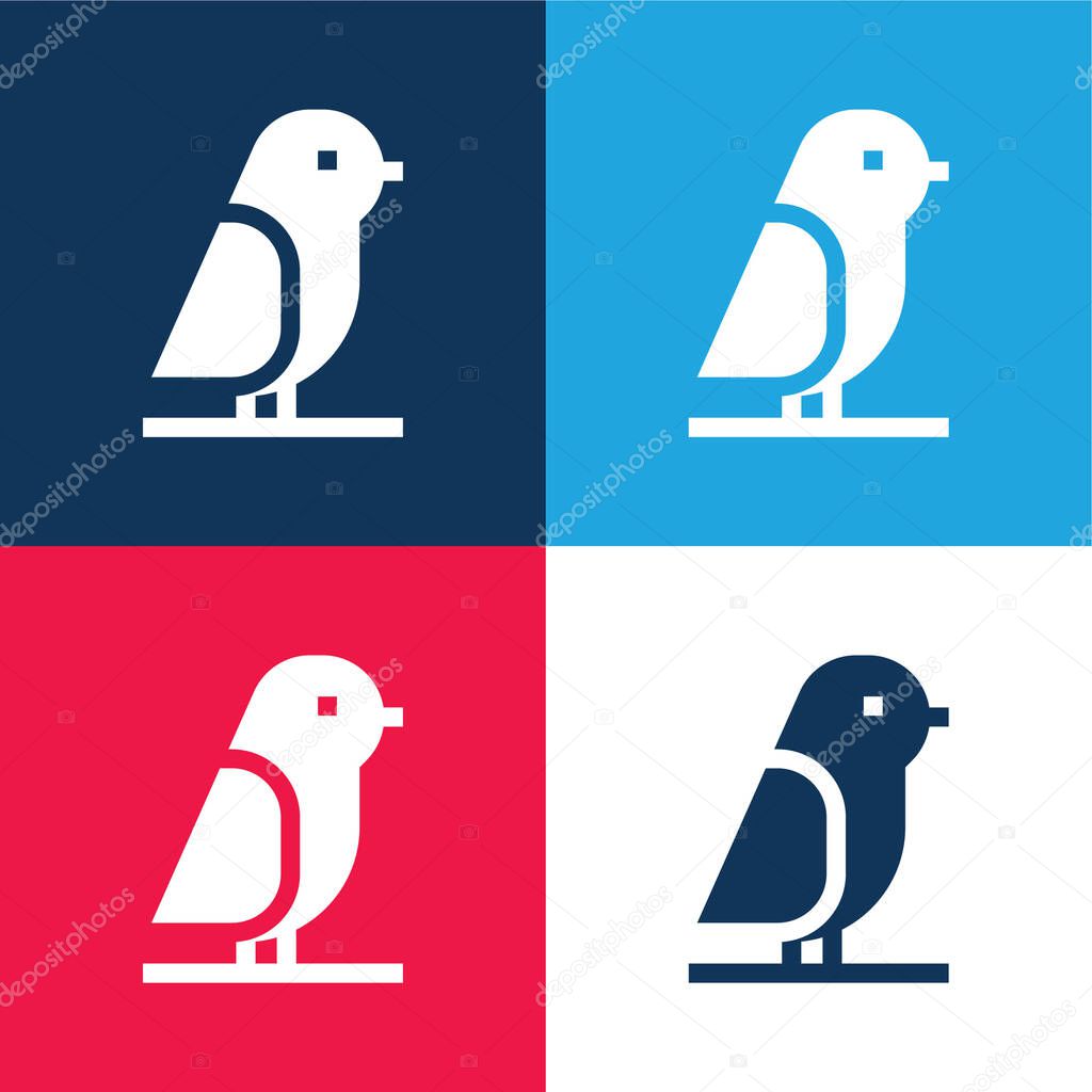 Bird blue and red four color minimal icon set