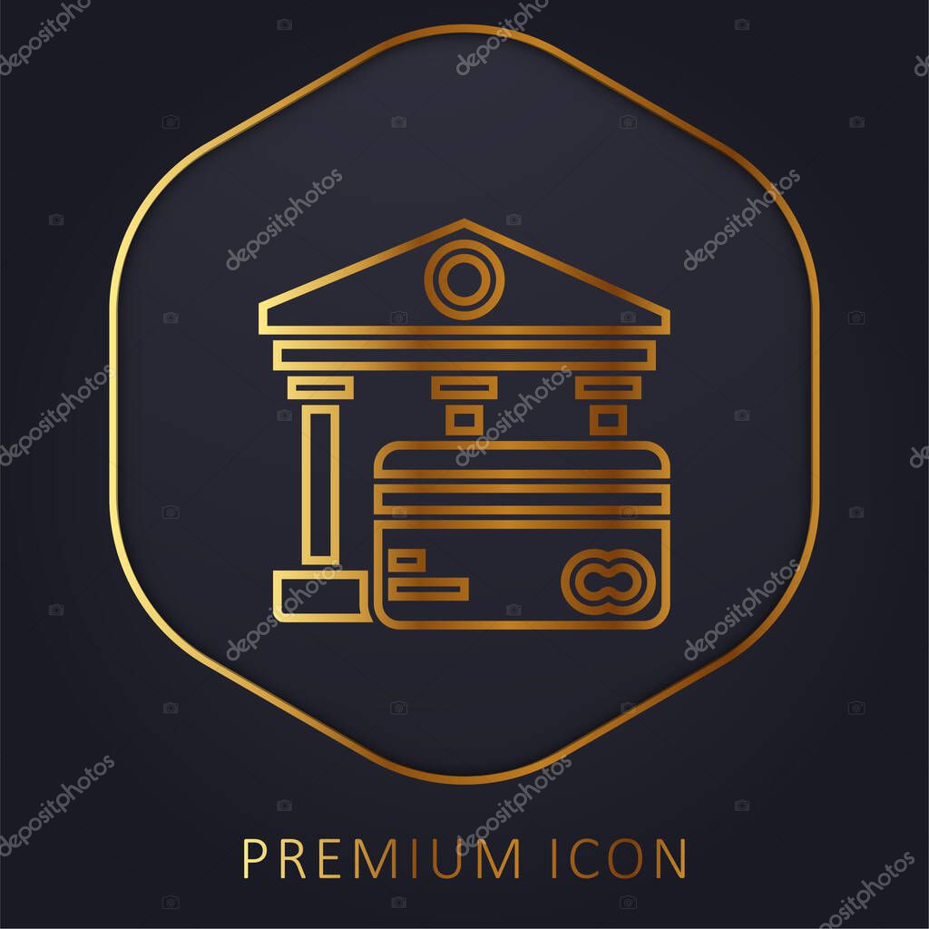 Bank golden line premium logo or icon