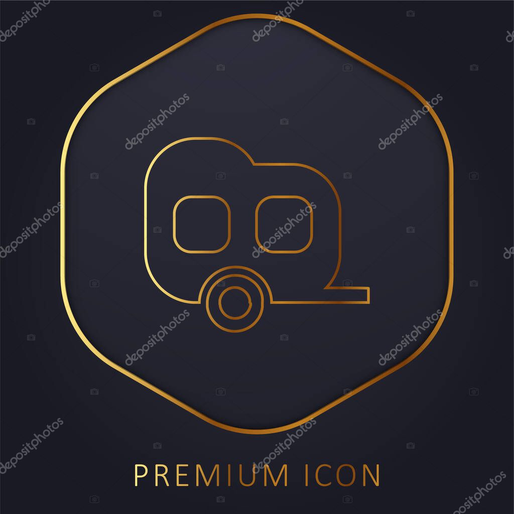 Black Two Window Carriage golden line premium logo or icon