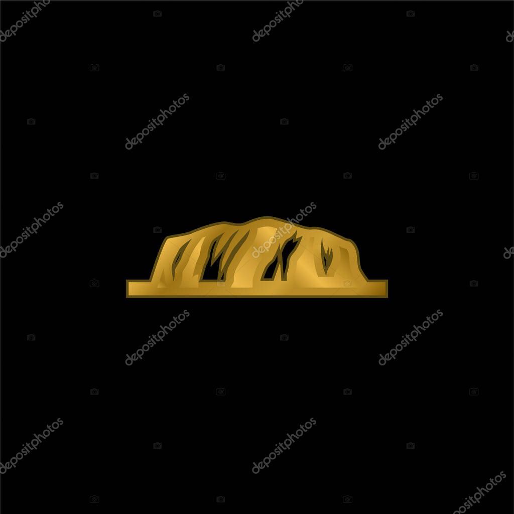 Ayers Rock gold plated metalic icon or logo vector