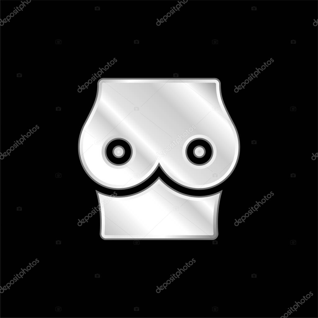 Breast silver plated metallic icon