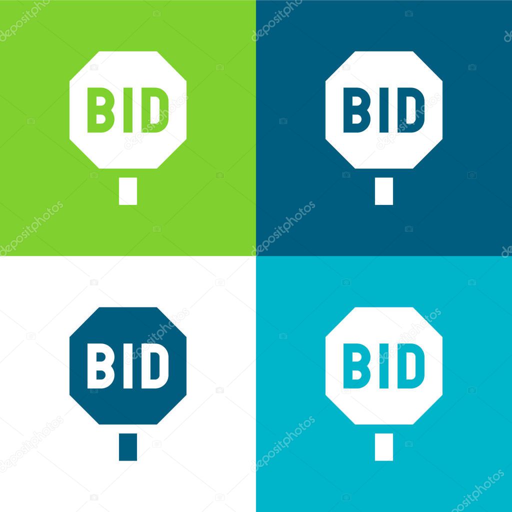 Bidding Flat four color minimal icon set