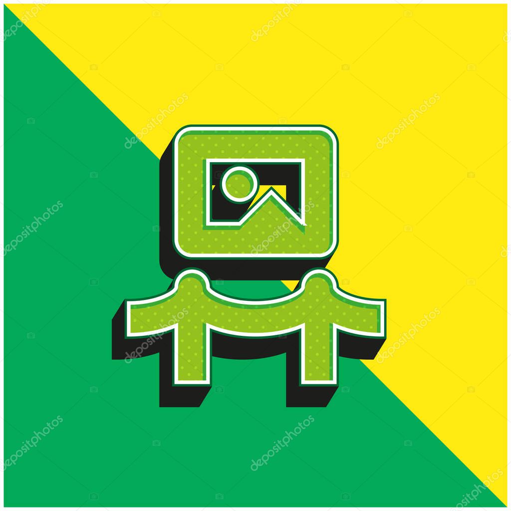 Art Museum Green and yellow modern 3d vector icon logo