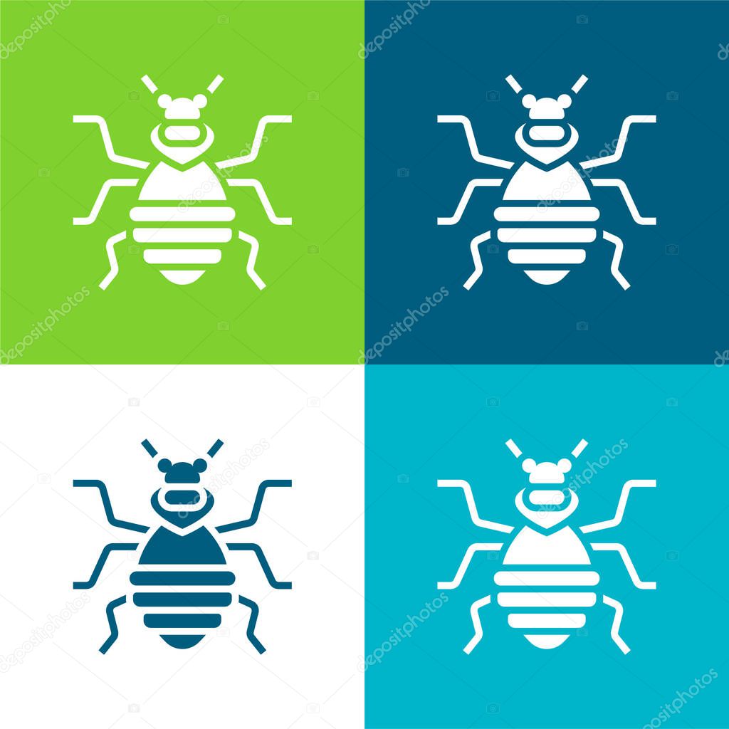 Bedbug Flat four color minimal icon set