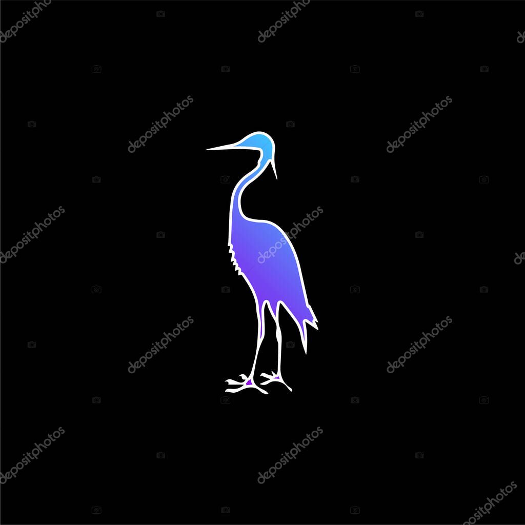 Bird Crane Shape blue gradient vector icon