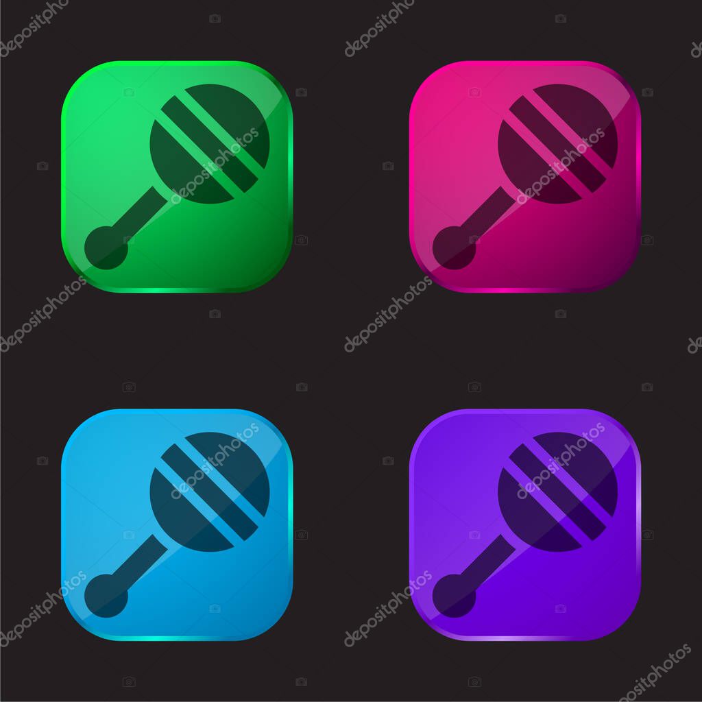 Baby Rattle four color glass button icon