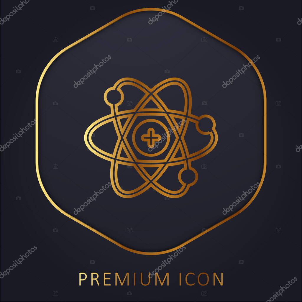 Atom golden line premium logo or icon