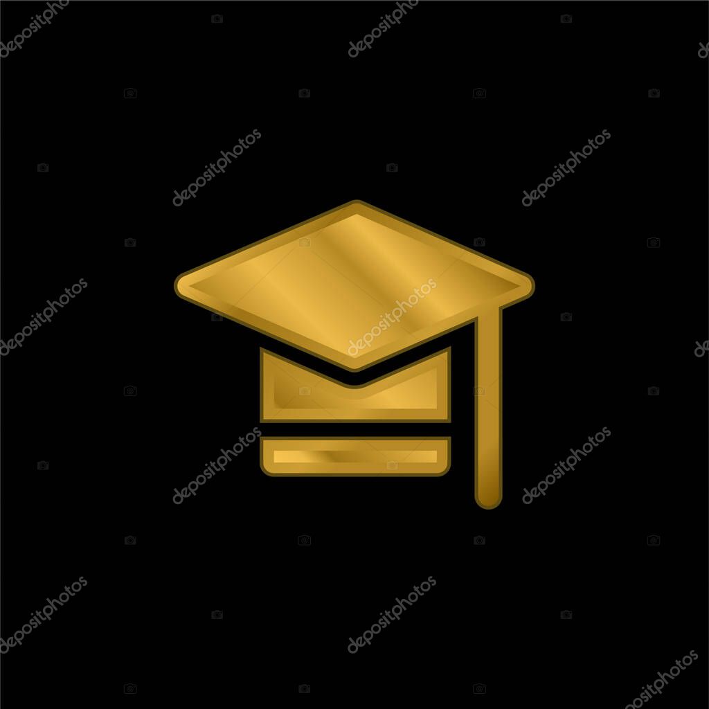 Bachelors Degree gold plated metalic icon or logo vector