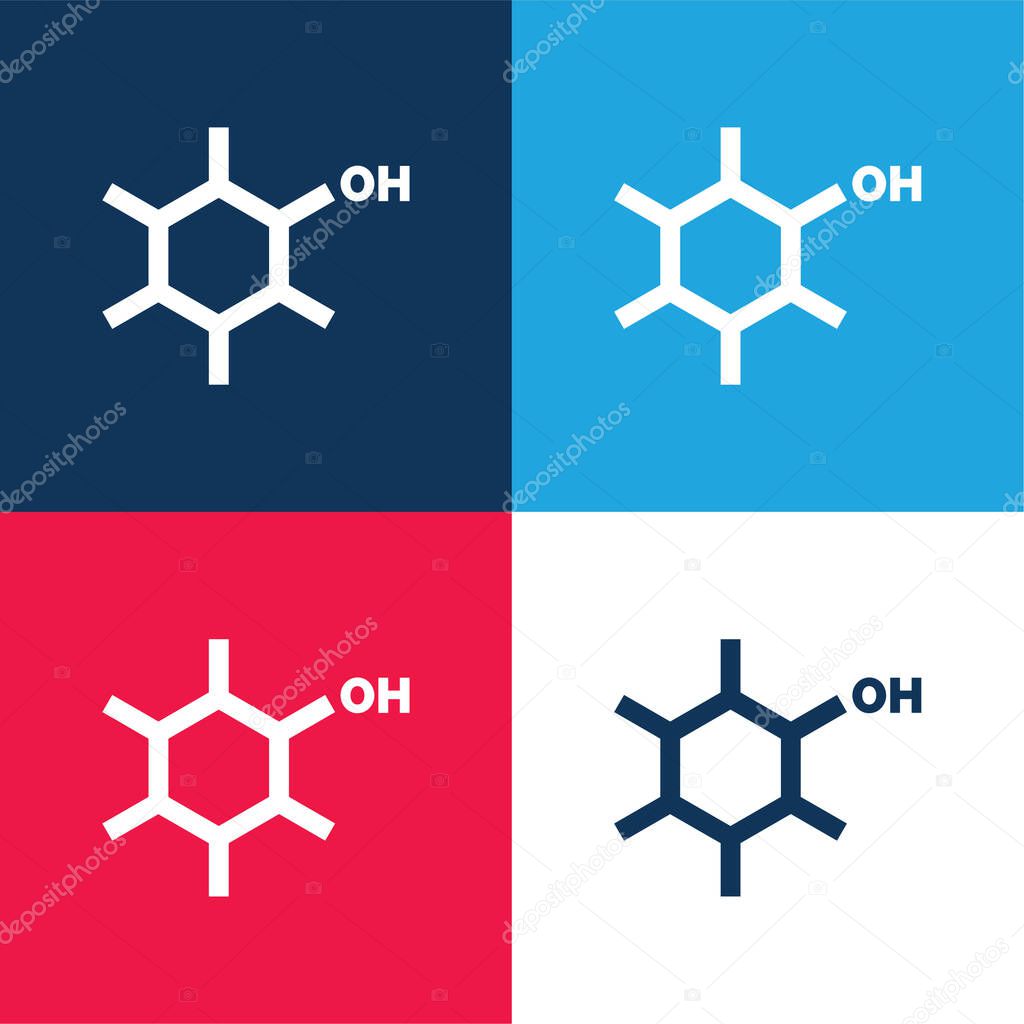 Alcohol blue and red four color minimal icon set