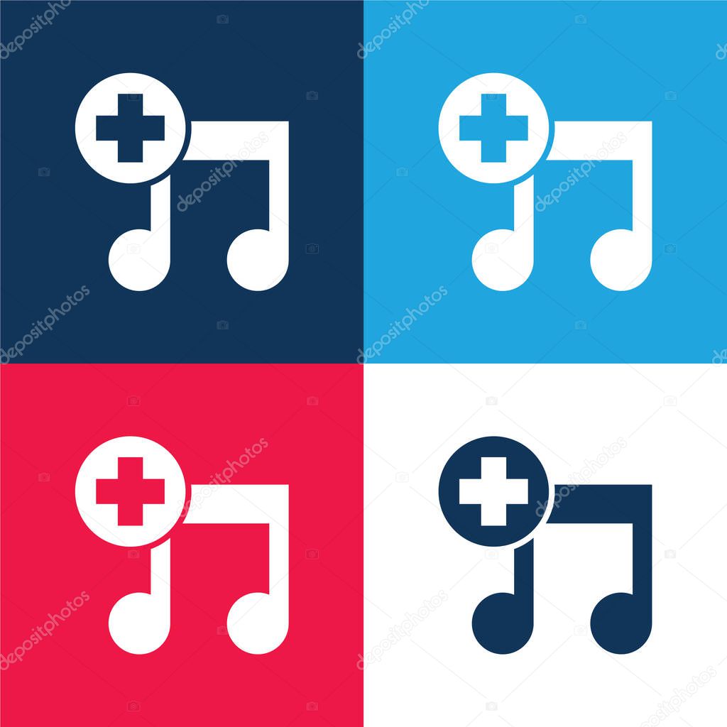 Add A Song Interface Symbol blue and red four color minimal icon set